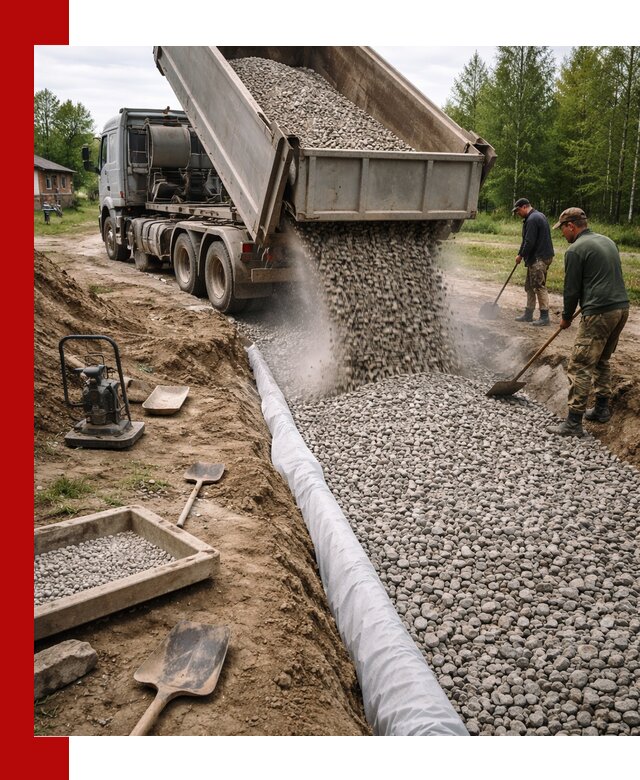 Гравий для дренажа с доставкой в Норильске качественный и недорогой