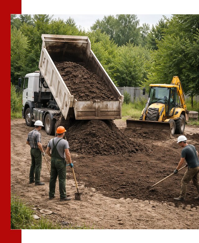 Доставка и укладка грунта для выравнивания участка в Норильске
