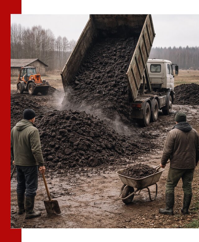 Доставка низинного торфа с разгрузкой и доставкой в Норильске