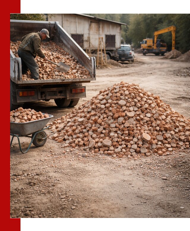 Доставка и подушка из боя кирпича с разгрузкой в Норильске