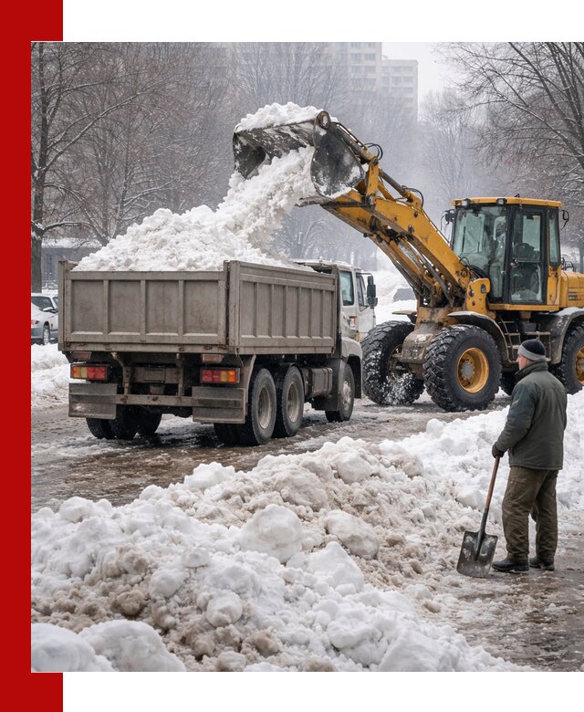 Вывоз снега грузовой техникой в Норильске оперативно и чисто