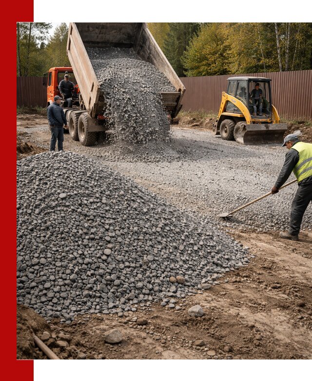 Отсыпка участка щебнем с доставкой и уплотнением в Норильске